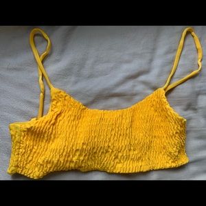 Yellow Ruched Bikini Top